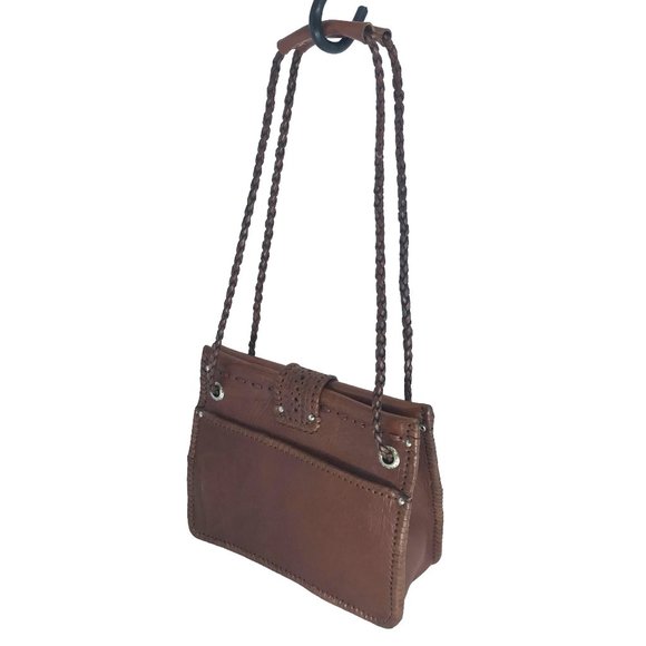 Shoulder Bag Two Handle Brown Leather Southwestern Concho Handmade Morocco - Picture 7 of 15